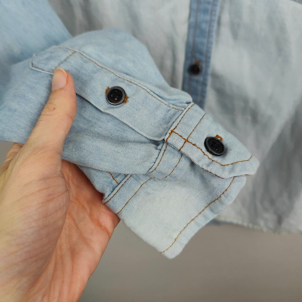 Isabel Marant Etoile Denim Shirt Womens 38‎ US 6 Light Blue Checker Linen Blend - Picture 3 of 10